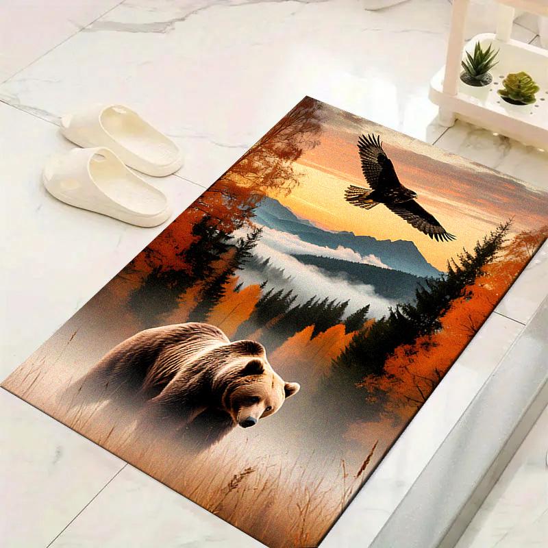 Brown Bear Carpet Rug for Living Room Bedroom Home Sofa Decoration,Kids Play Non-slip Floor Mat
