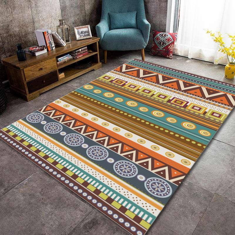 Bosmian Bedroom Splicing Carpet Retro Light Luxury Living Room Coffee Table Floor Mat Turkish Ethnic Style Carpet