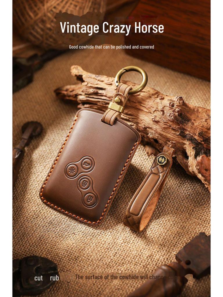 Handmade Leather Retro Key Cover for Renault Koleos Olympus Scenic Dimension