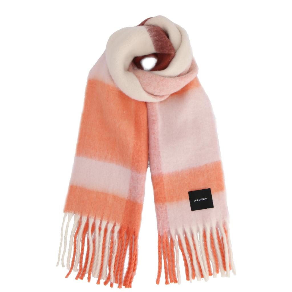 JILL STUART Luddig Scarf 60105002, Damrutigt mönster, 60105002A, Orange [A], Ca. 40cm B x 220cm H