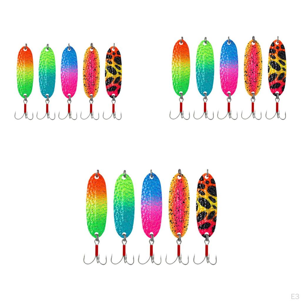 5 Fishing Spoons, Lures, Hard Sequin Tackle for Salmon, Pike, Redfish, Bass, Perch