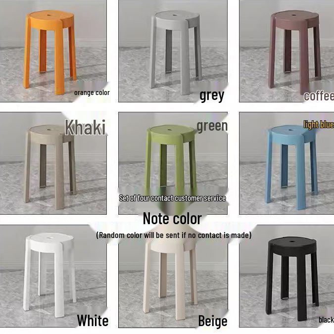 Thickened Stackable Plastic Stool - Modern Minimalist Design for Dining or Spare Seating