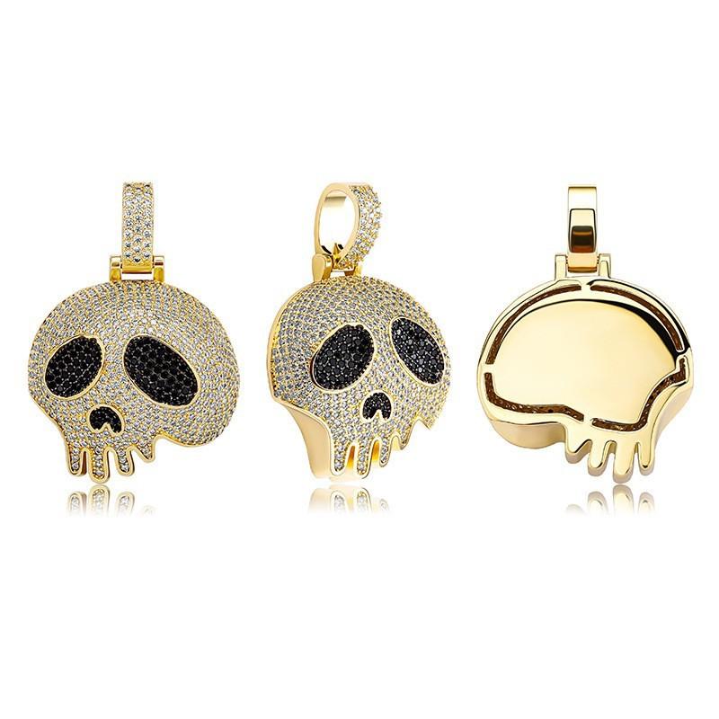 European and American Copper Skull-shaped Pendant Halloween Funny Pendant Couple Copper Inlaid Zircon Necklace