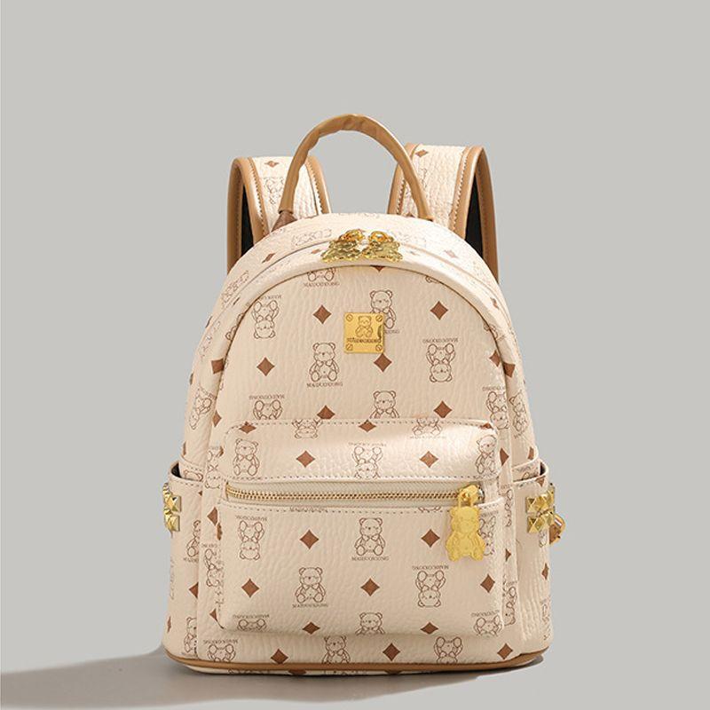 

Scarecrow 2025 New Arrival Women Cute Bear Work Clothing Travel Backpack Women College Students Backpack Niche Style Classy Medium Rice White