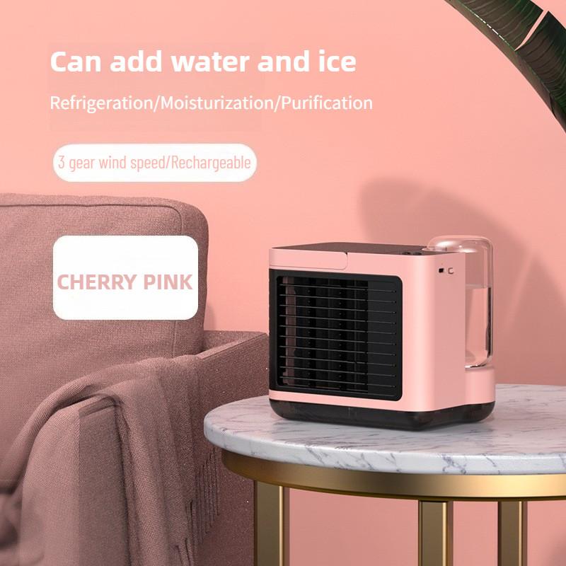 Household Multifunctional Desktop Cooling Fan Negative Ion Air Cooler USB Rechargeable Mini Air Conditioning Fan розовый