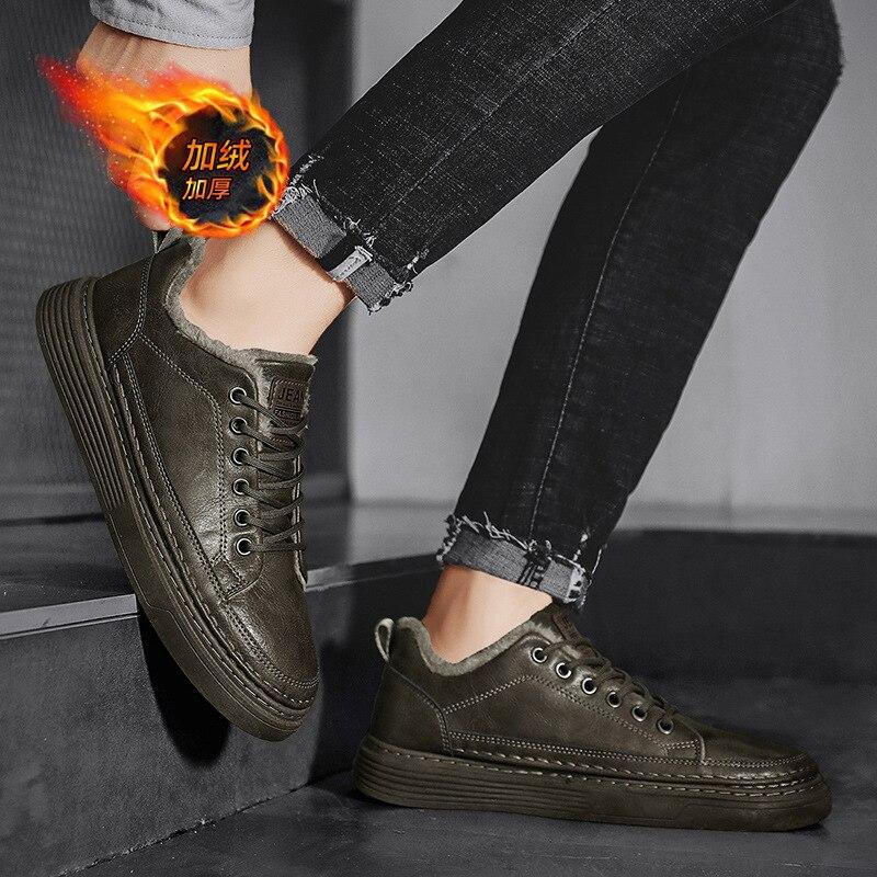Nuevos zapatos de skate para hombres más zapatos de cuero de terciopelo  bajos zapatos de hombre casuales cálidos zapatos de invierno para  exteriores para hombres zapatillas de deporte comprar a buen precio —