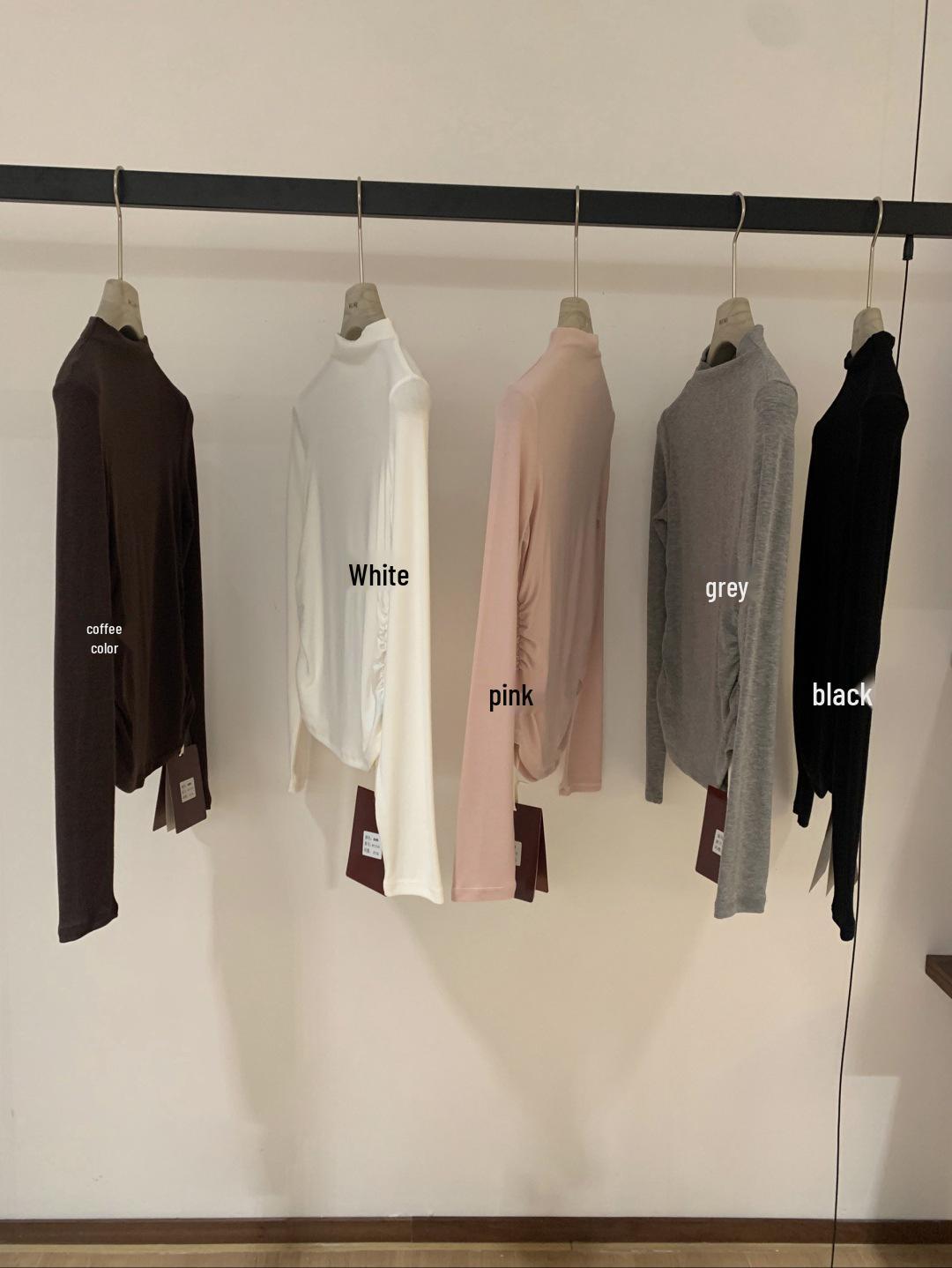 Women s Autumn New Arrival: Small Size Half High Collar Long Sleeve T-Shirt Base Layer Top M розовый