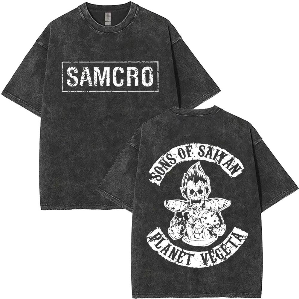 MXLLimited Anarchy Son Samcro Vintage Wash Tshirt Unisexs And Womens Skeleton Hip Hop Rock Casual Tshirt Short Sleeve Top