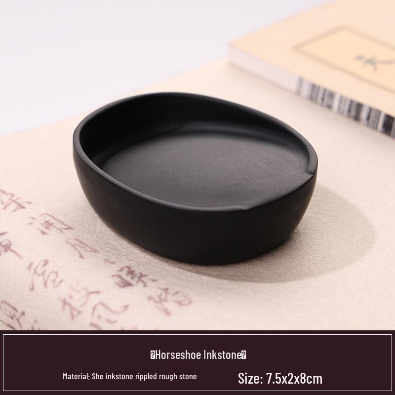 Horseshoe Inkstone: Premium No-Dry Ink Well for Calligraphy Beginners.