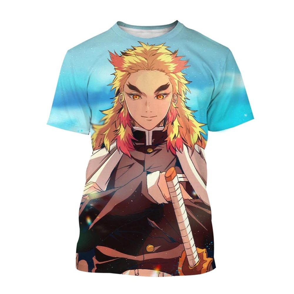 Hot Selling Anime Cartoon Characters of Rengoku Kyoujuru Hot Blooded Hip-hop Cool Street Personality 3D Printed T-shirt