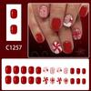 24pcs Christmas Themed False Nail With Candy Cane Snowflake Designs Easy Application ABS False Nail for Women Party