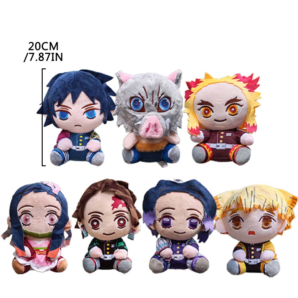 20cm Hot Japan  Plush Dolls Lovely Anime Kimetsu No Yaiba Kamado Tanjirou Nezuko Zenitsu Kyoujurou Toys Friend Gifts