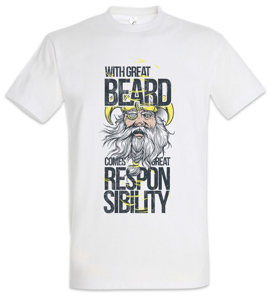 With Great Beard Comes Great Responsibility T-Shirt Odin Odhin Fun Vikings Norse