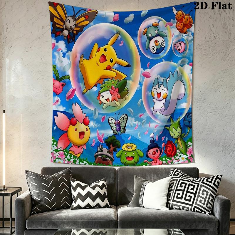 Pikachu Eevee Tapestry Wall Tapestry Fashion Print Background Cloth Wall Covering Decoration Homestay Soft Decoration Tapestry