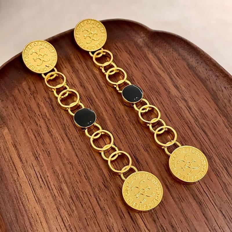 

Европейские и американские ретро серьги с золотыми монетами, персонализированные длинные серьги-кисточки, преувеличенные длинные серьги с темпераментом, ожерелье-цепочка для свитера для женщин