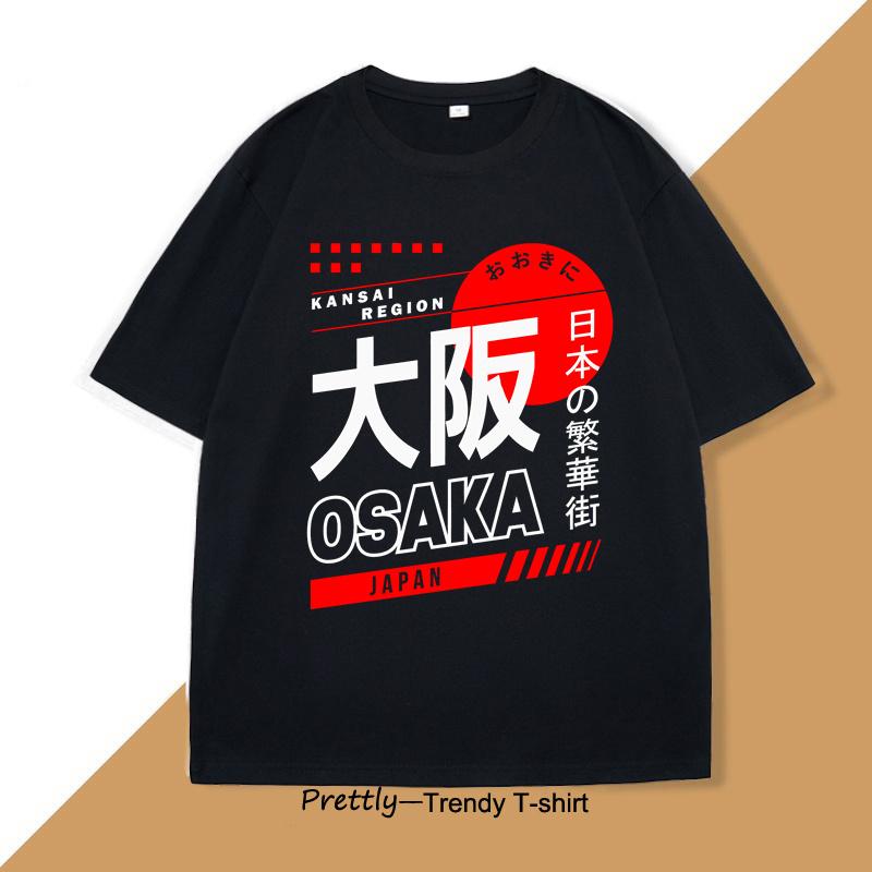 Japanese Osaka Tshirt Fashion Retro Street Dress Pattern Cotton Womens Short Sleeved Harajuku Tshirt Womens Clothing