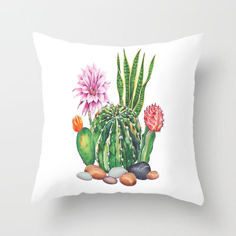 Cactus Succulents Print Pattern Cushion Cover Home Living Room Sofa Decoration Square Pillow Pillow Cover