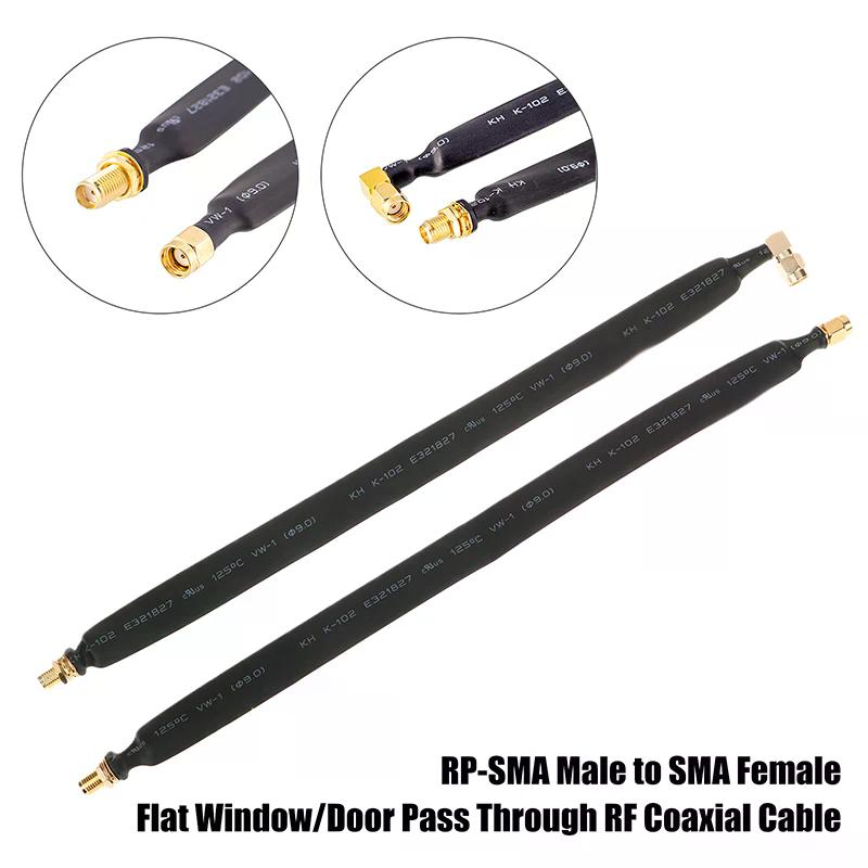 Flat Window/door Pass Through RF Coaxial Cable RP-SMA Male to SMA Extension Cable for Antenna Adapter Wire Terminals