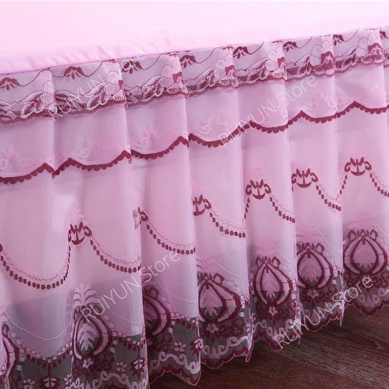 Decorative Embroidered Lace Bed Skirt Princess Bed Skirt Non-slip Mattress Cover Protector Bedspread Bedsheet Bed Cover Bedding