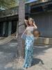 Mesh Patchwork Pure Desire 2025: Women's High-Waisted Floral Slimming Long Skirt for Summer Vacation Style