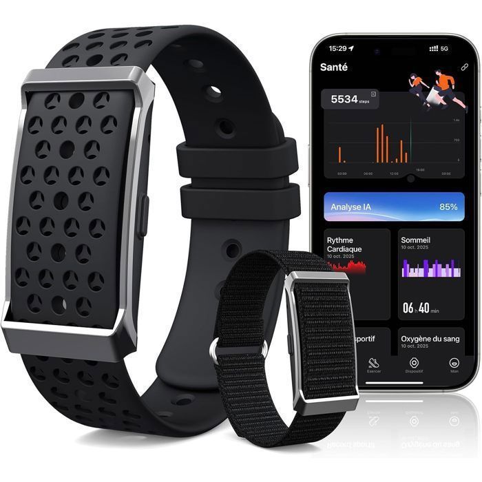 Smart Bracelet - WENZYLIQUOX - Smart Bracelet Without Screen - 24/7 HR Monitoring & SpO₂ - 35-day Autonomy - IP68 Waterproofing