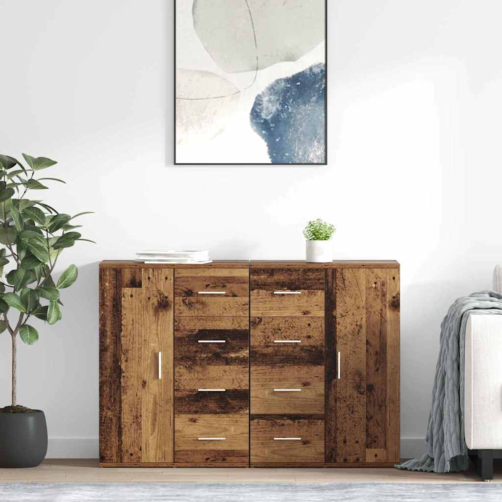 Corona Sideboards Set of 2 Reclaimed Wood Look 59 x 39 x 80 cm Engineered Wood