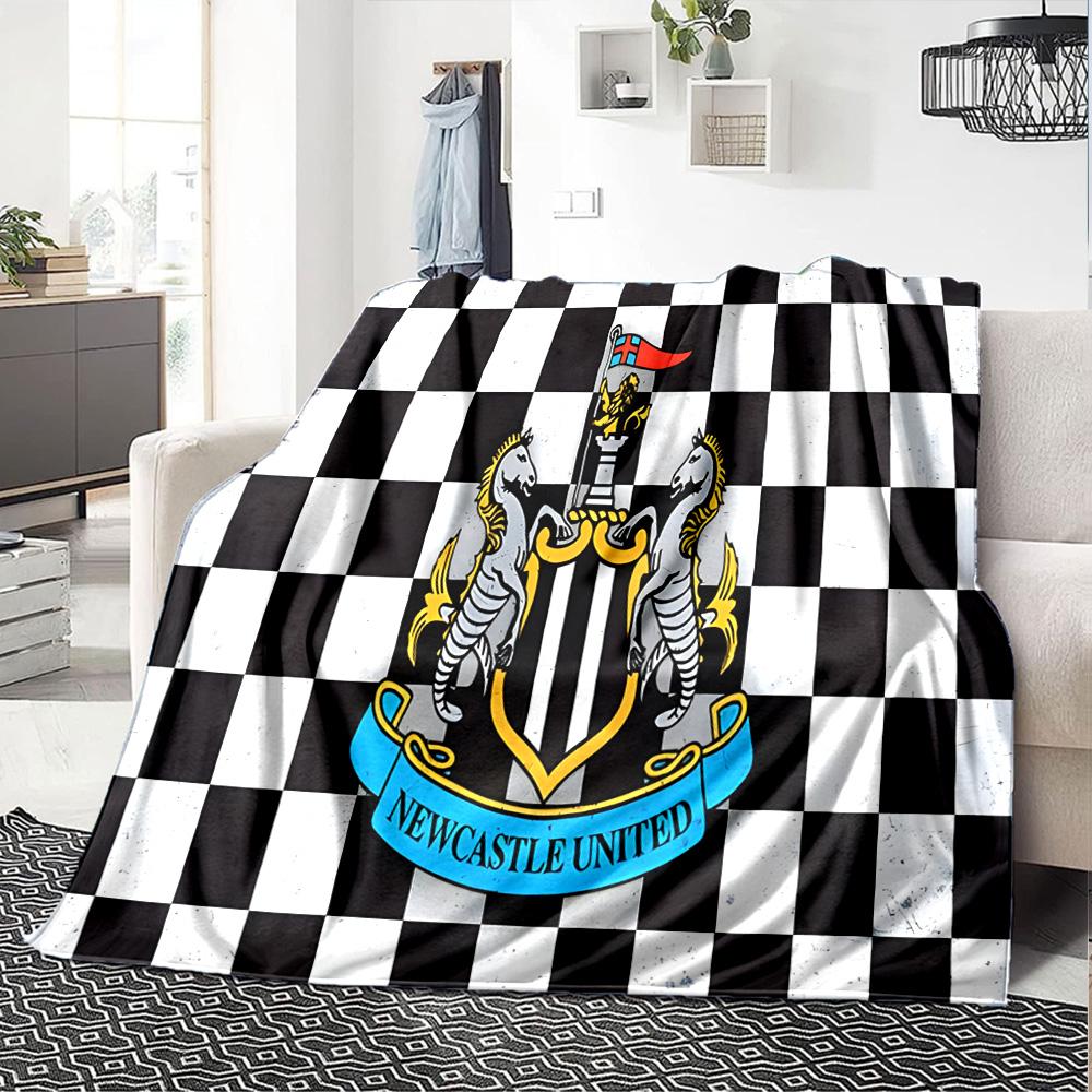 Dynamic Newcastle Football  Flannel Blanket, Soft Polyester, Modern Design, All-Season for Camping, Travel, Gifts for Holidays or Birthdays