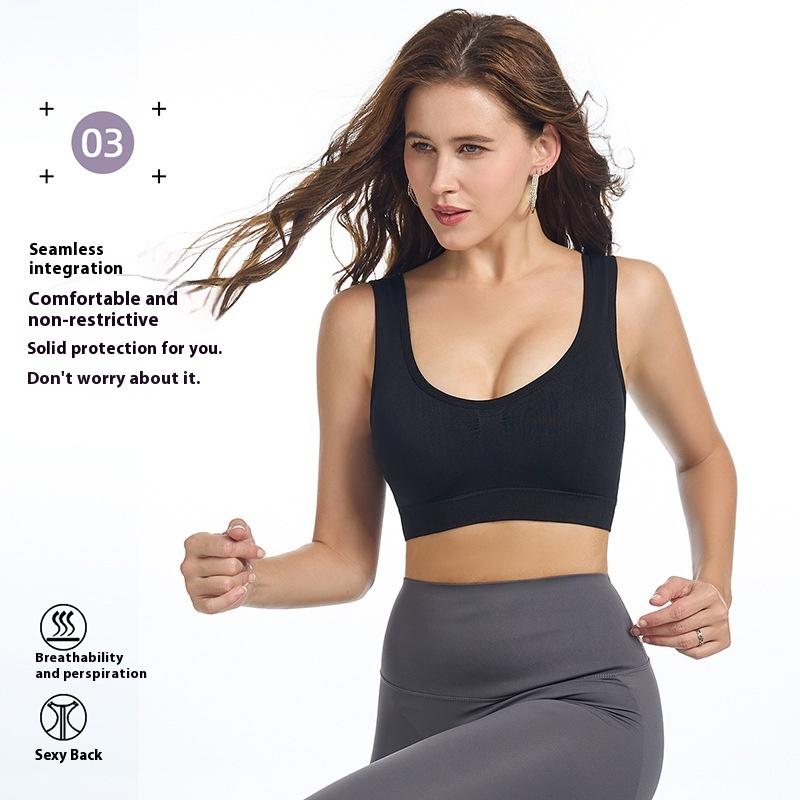 Large Size Women's Shockproof Sports Bra Gathered and Comfortable Rear Buckle Adjustable Yoga Fitness Underwear