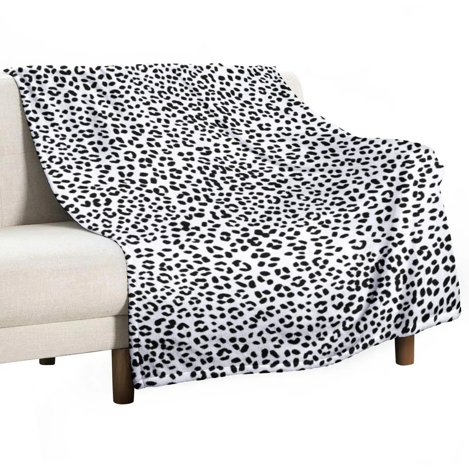 

Black and White Snow Leopard Pattern Throw Blanket Vintage Blanket anime Custom Blanket 30x40in