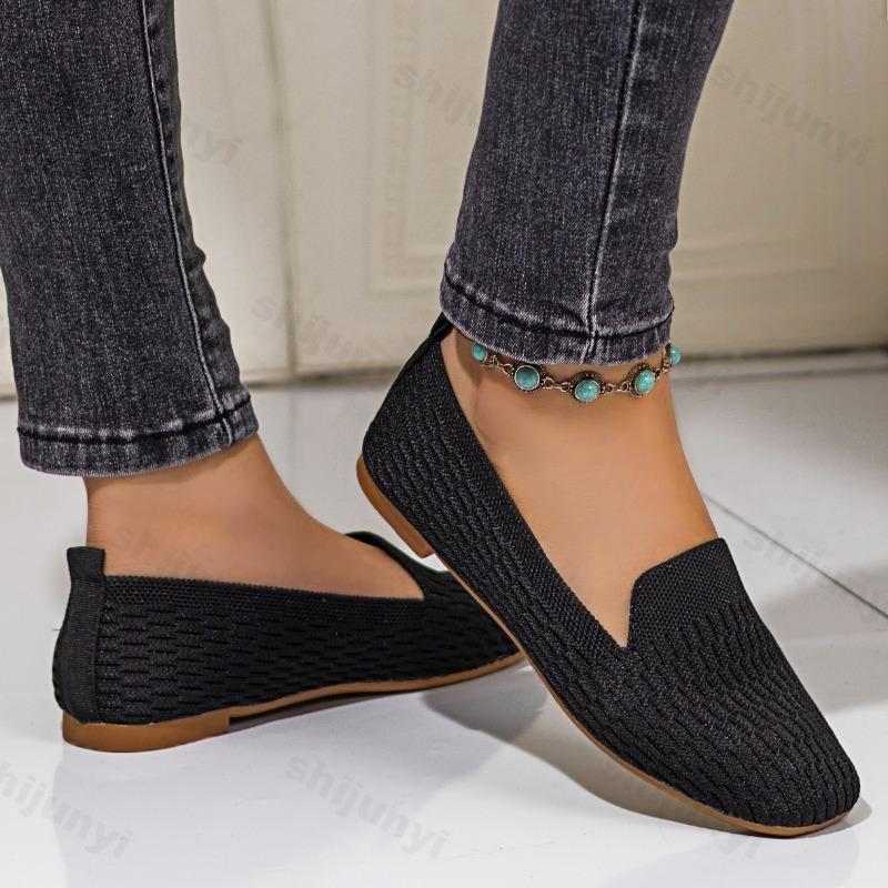 Fashion Women Fly Weave Breathable Casual Single Shoes 2025 Autumn Retro Fashion Versatile Comfortable Slip on Shallow Mouth Flat Shoes