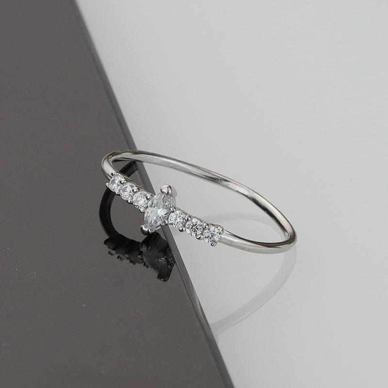

Women s Dainty S925 Sterling Silver Ring with Korean Style, Micro-Paved Zirconia, Thin Luxury Band for Index Finger.