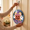 and Pumpkin Round Wooden Hanging Ornament for Halloween Wall Decor and Front Door Welcome Sign