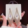 1 Pair Dangle Earrings Bowknot Shape Shining  Lady Earrings Heart Imitation Pearls Tassel Jewelry Accessory