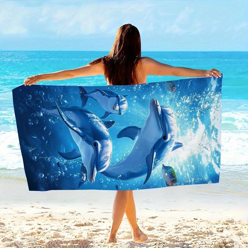 1pz Telo Mare Delfino Tema Vita Marina Morbido Tessuto in Microfibra Asciugamani da Bagno Unisex Asciugamano Sovradimensionato per Nuoto Viaggio Campeggio