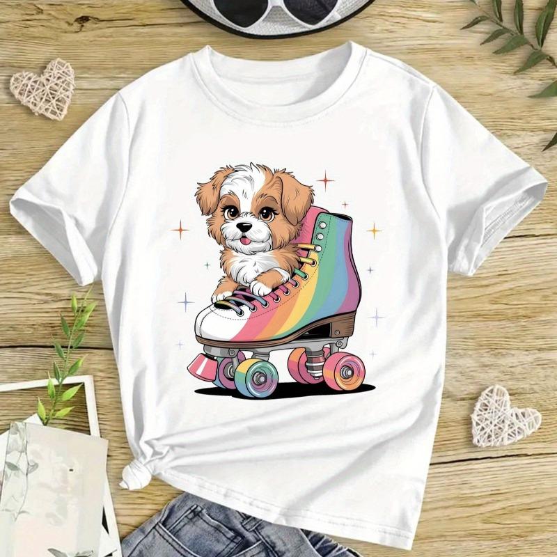 Kids Summer Crewneck Short Sleeve Tee, Kids Casual Fashion Top 110 белый