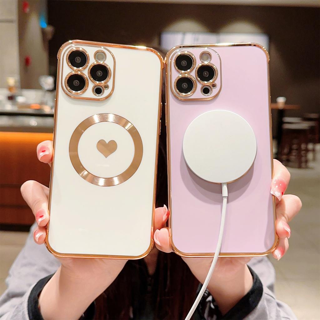For iPhone 15 Pro Max Case Cute Love Heart Pattern TPU Phone Cover Compatible with MagSafe
