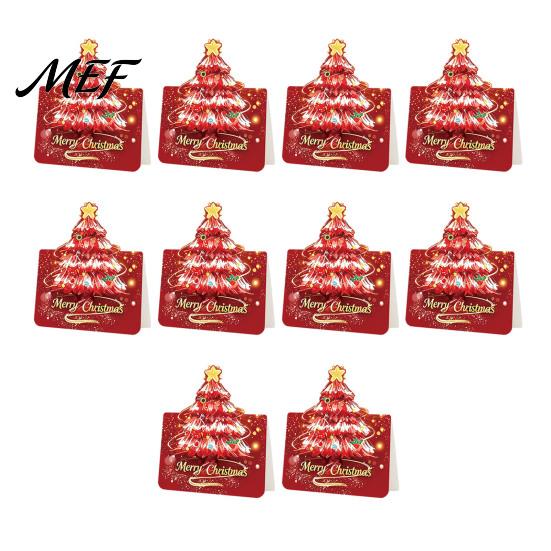 Decorative Christmas Tree Greeting Cards 10 Pcs 3D Cards, Holiday Postcards Three Dimensional Bulk for New Year, Winter Xmas Party Supplies