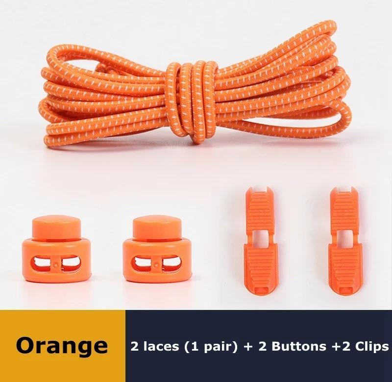 New1 Pair No Tie Shoelaces 1 Second Fast Round Plastic Lock Elastic Shoelace Suitable for All Sports Shoes Accessories Lazy Lace
