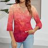 Women's V-neck Gradient Print Three-quarter Sleeve Fashion Top