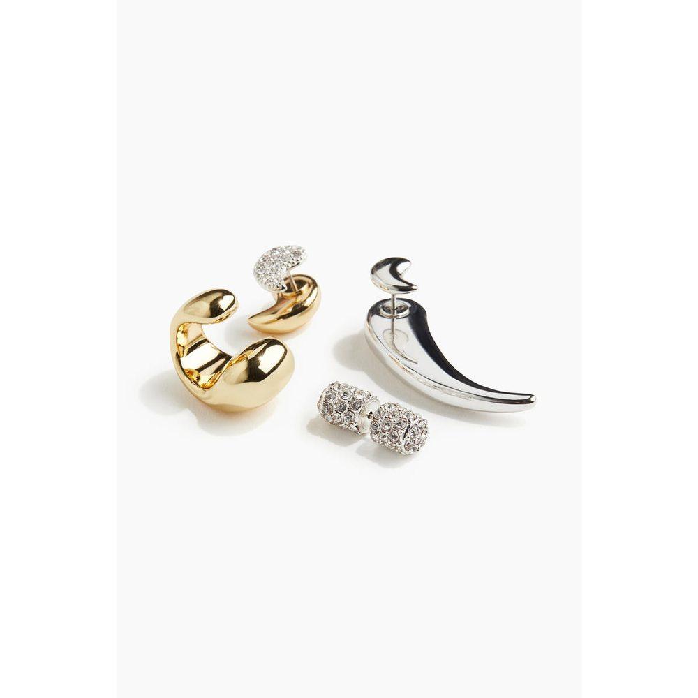 Earrings & Ear Cuff 4-piece set, silver/gold 1268465001