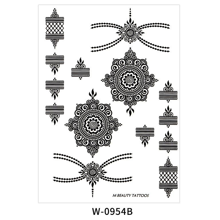 

Кружевные тату-наклейки Черные Геометрические Вечеринка Водонепроницаемые Тату хной 208 * 148Mm (die)