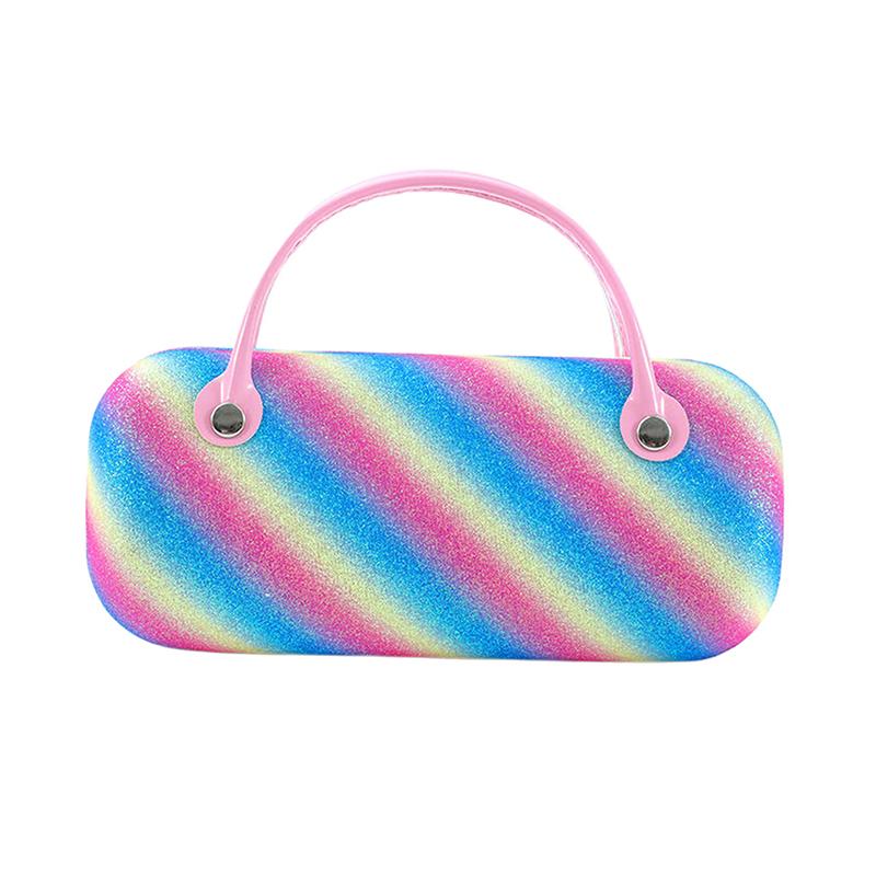 

Y2K Color Block Rainbow Glasses Case Cool Cute Handbag Inspired Eyeglasses Jewelry Box Storage Bag Container With Handle