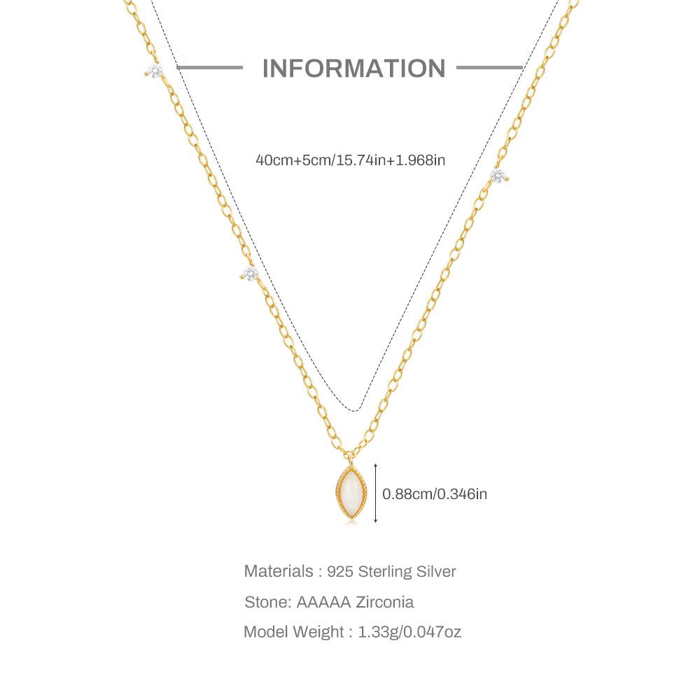 Simple Versatile S925 Sterling Silver Cluster Diamond-Set Opel O Gemstone Pendant, Hipster Ladies Clavicle Necklace