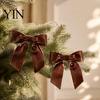 Christmas Tree Decorations 2Pcs Velvet Bows, Holiday Hanging Wall Decor for Wreath Topper, Wedding Backdrop, Bridal Shower, Birthday Party, Front Door