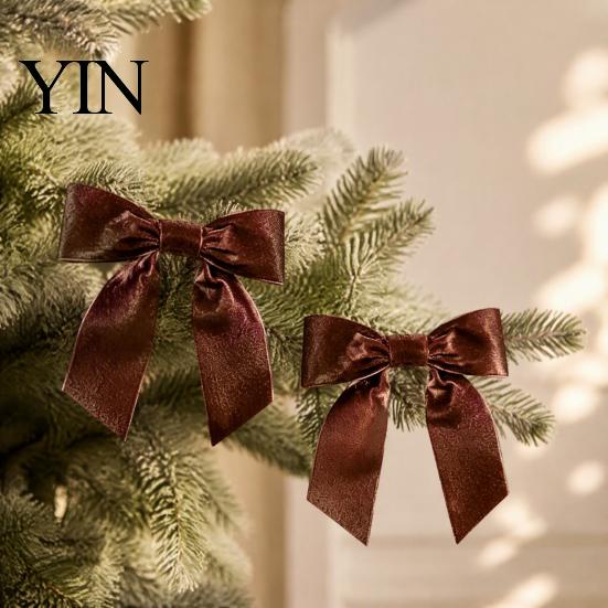 Christmas Tree Decorations 2Pcs Velvet Bows, Holiday Hanging Wall Decor for Wreath Topper, Wedding Backdrop, Bridal Shower, Birthday Party, Front Door