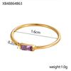 CARLIDANA Mimalist 18K Gold Plated Square Simple Colorful Zircon Stainless Steel 12 Months Birthstone Stackable Ring for Women
