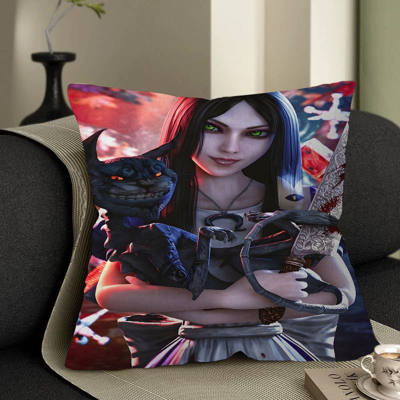 A-Alice M-Madness R-Returns Vintage Pillow Case Cushion Cover Car Throw Pillow Case For Sofa Car Christmas Gift 40x40cm 45x45cm