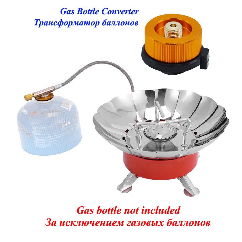 Outdoor Mini Portable Folding Heater Camping Lotus Burner Kitchen Cooker Heating Foldable Furance Head Card Gas Stove Wind Proof
