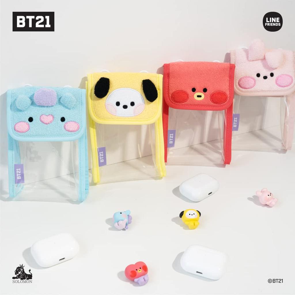 Solomon Shoji BT21 Minini PVC Bag, Clear Pouch, Smartphone Pouch, Mini Shoulder Bag, Smartphone Shoulder Bag, Operates While Charming (RJ)