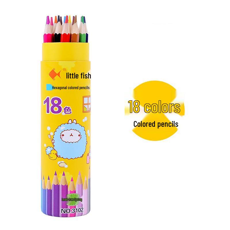 Little Fish Yellow Hexagonal Colored Pencils Set for Students - Custom Logo Available